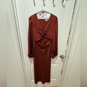 Shona Joy Rich Rust Long Sleeve Dress